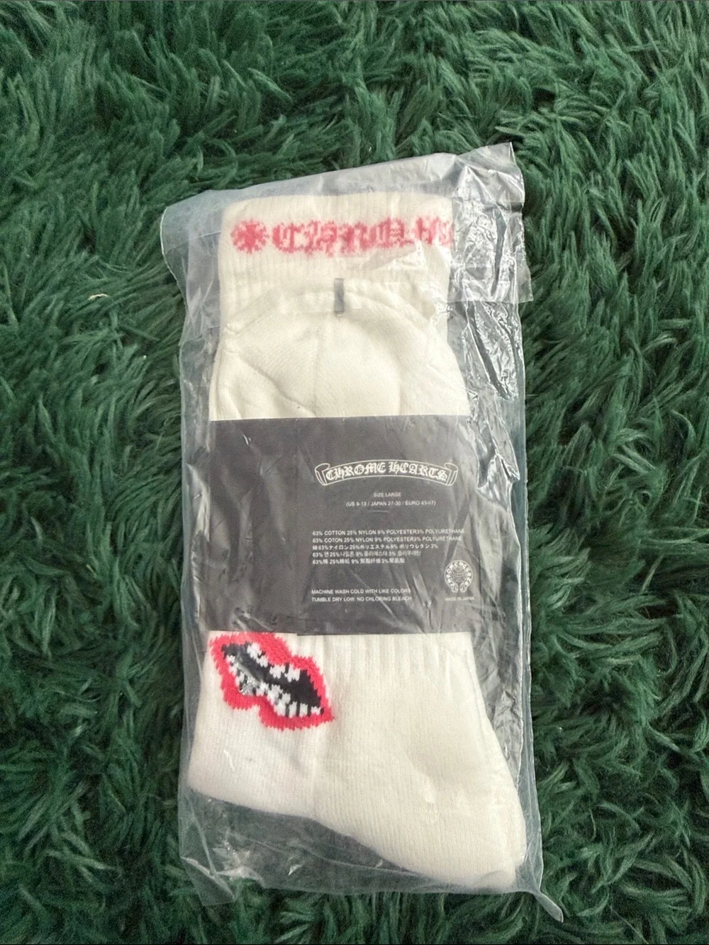 White And Pink Chrome Heart Socks